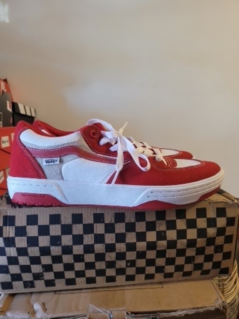 Vans Red and White Skate Shoes